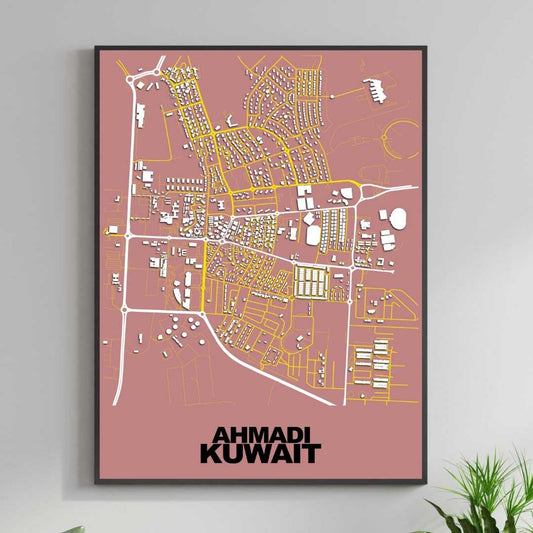 COLOURED ROAD MAP OF AHMADI, KUWAIT BY MAPBAKES