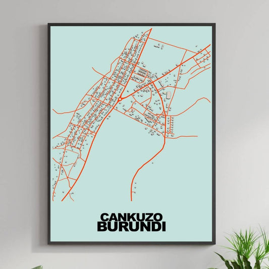 COLOURED ROAD MAP OF CANKUZO, BURUNDI BY MAPBAKES