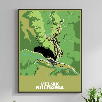 COLOURED ROAD MAP OF MELNIK, BULGARIA BY MAPBAKES