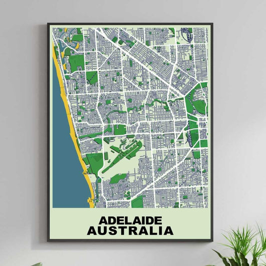 COLOURED ROAD MAP OF ADELAIDE, AUSTRALIA BY MAPBAKES