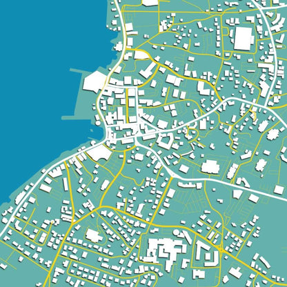 COLOURED ROAD MAP OF GEORGE TOWN, CAYMAN ISLANDS BY MAPBAKES