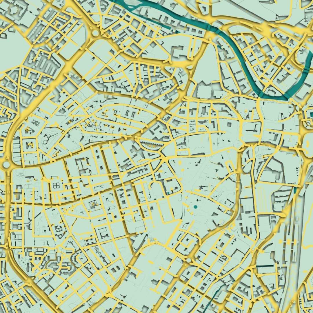 COLOURED ROAD MAP OF SHEFFIELD, ENGLAND BY MAPBAKES