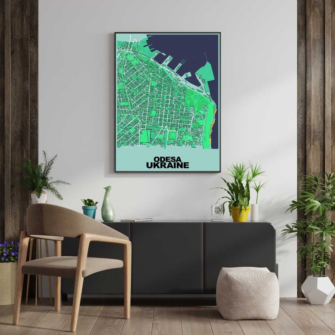 COLOURED ROAD MAP OF ODESA, UKRAINE BY MAPBAKES