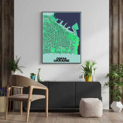 COLOURED ROAD MAP OF ODESA, UKRAINE BY MAPBAKES
