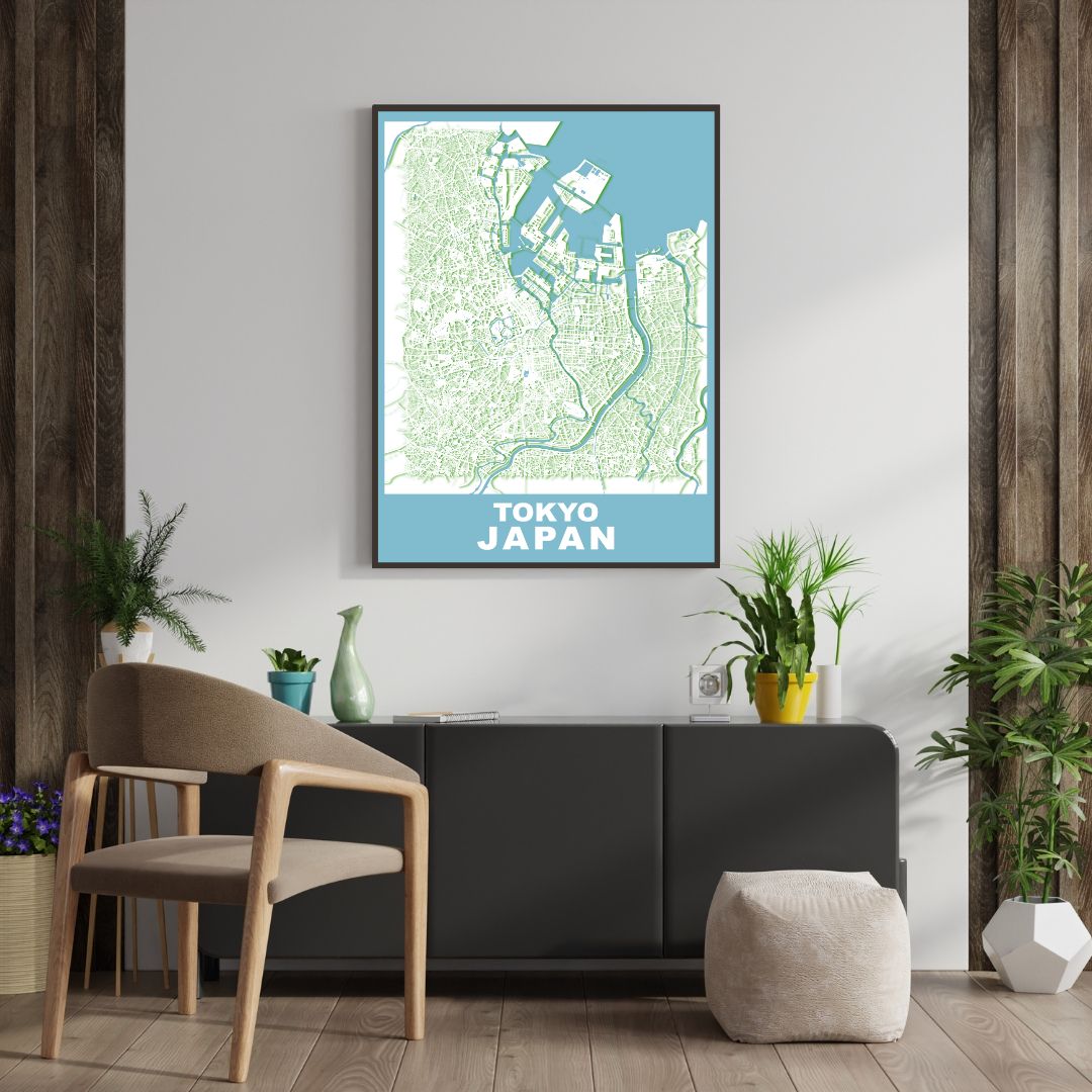 COLOURED ROAD MAP OF TOKYO, JAPAN BY MAPBAKES