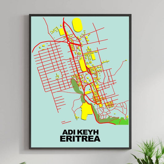COLOURED ROAD MAP OF ADI KEYH, ERITREA BY MAPBAKES