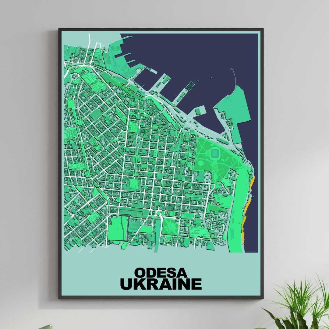 COLOURED ROAD MAP OF ODESA, UKRAINE BY MAPBAKES