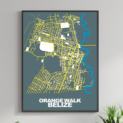 COLOURED ROAD MAP OF ORANGE WALK, BELIZE BY MAPBAKES
