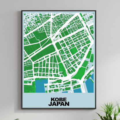 COLOURED ROAD MAP OF KOBE, JAPAN BY MAPBAKES