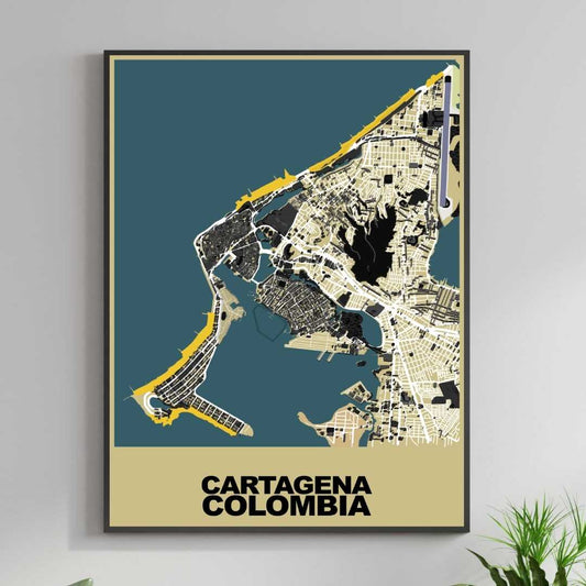 COLOURED ROAD MAP OF CARTAGENA, COLOMBIA BY MAPBAKES