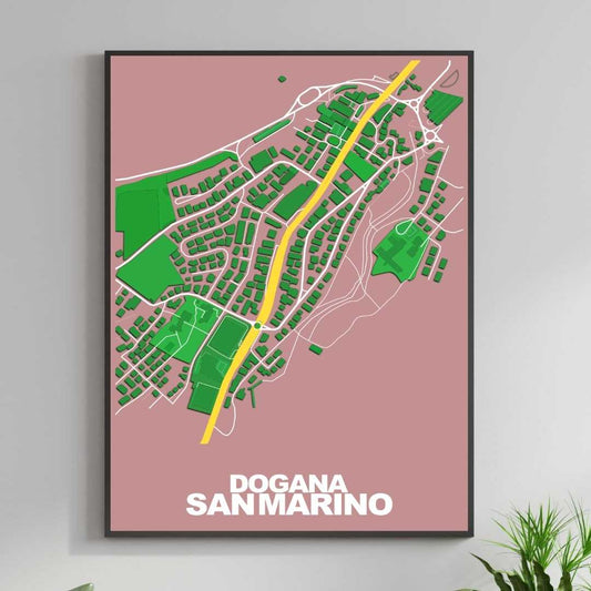 COLOURED ROAD MAP OF DOGANA, SAN MARINO BY MAPBAKES