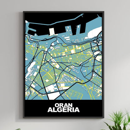 COLOURED ROAD MAP OF ORAN, ALGERIA BY MAPBAKES