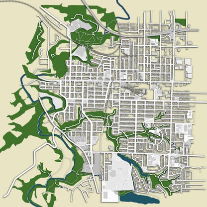 COLOURED ROAD MAP OF ST. THOMAS, CANADA BY MAPBAKES