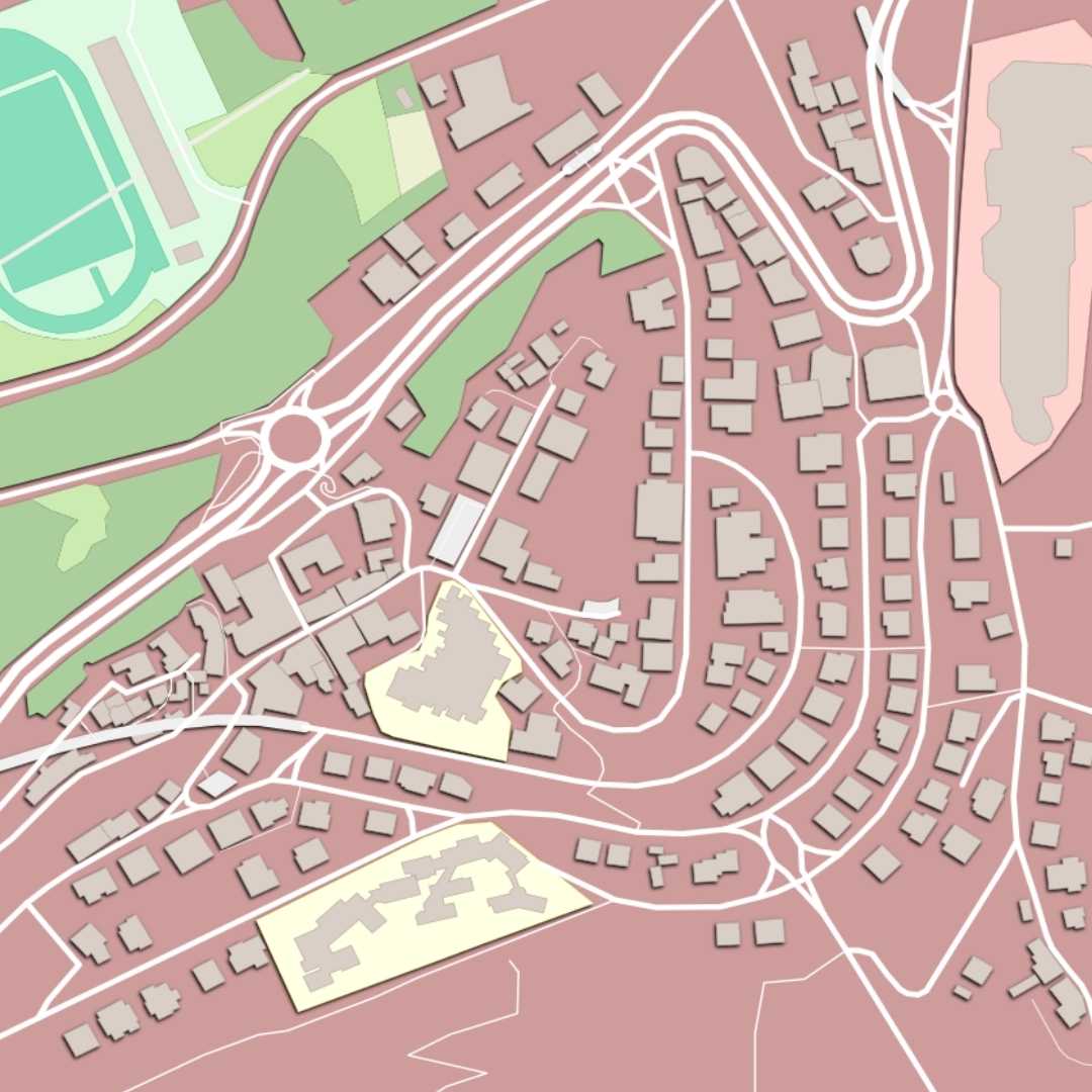 COLOURED ROAD MAP OF SERRAVALLE, SAN MARINO BY MAPBAKES