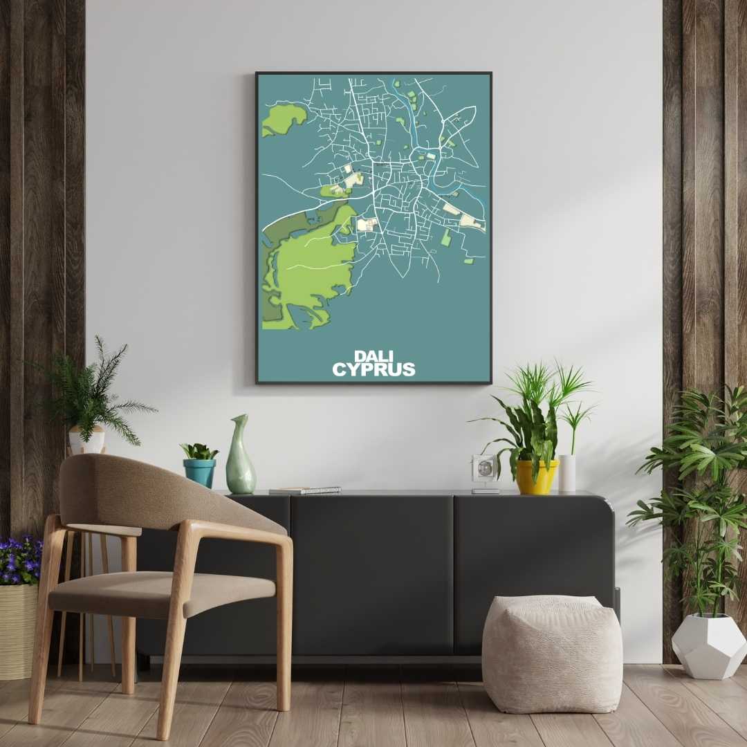 COLOURED ROAD MAP OF DALI, CYPRUS BY MAPBAKES