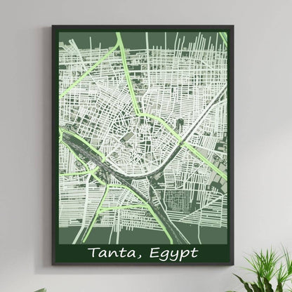 COLOURED ROAD MAP OF TANTA, EGYPT BY MAPBAKES
