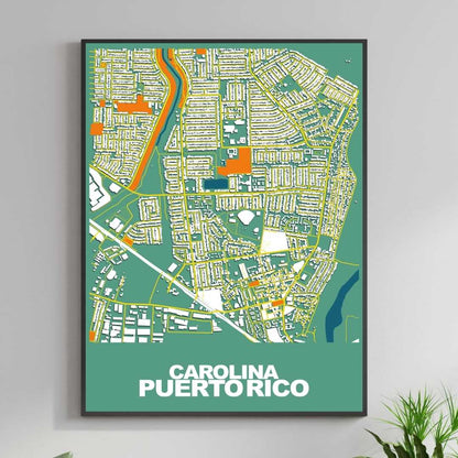 COLOURED ROAD MAP OF CAROLINA, PUERTO RICO BY MAPBAKES