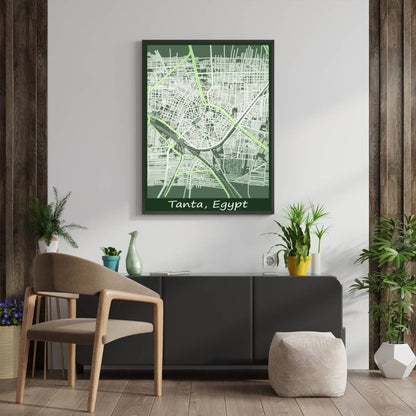 COLOURED ROAD MAP OF TANTA, EGYPT BY MAPBAKES