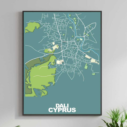 COLOURED ROAD MAP OF DALI, CYPRUS BY MAPBAKES