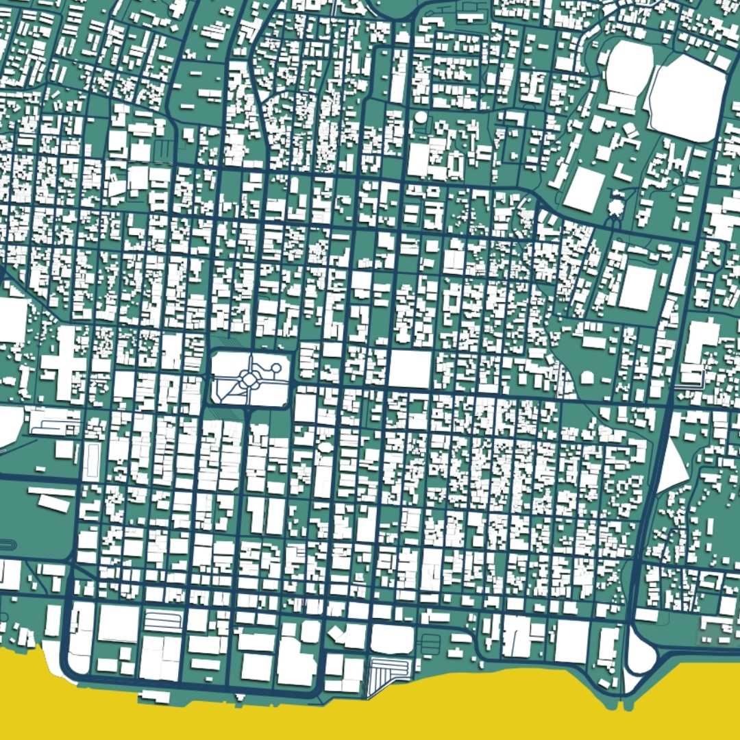 COLOURED ROAD MAP OF KINGSTON, JAMAICA BY MAPBAKES