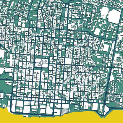 COLOURED ROAD MAP OF KINGSTON, JAMAICA BY MAPBAKES