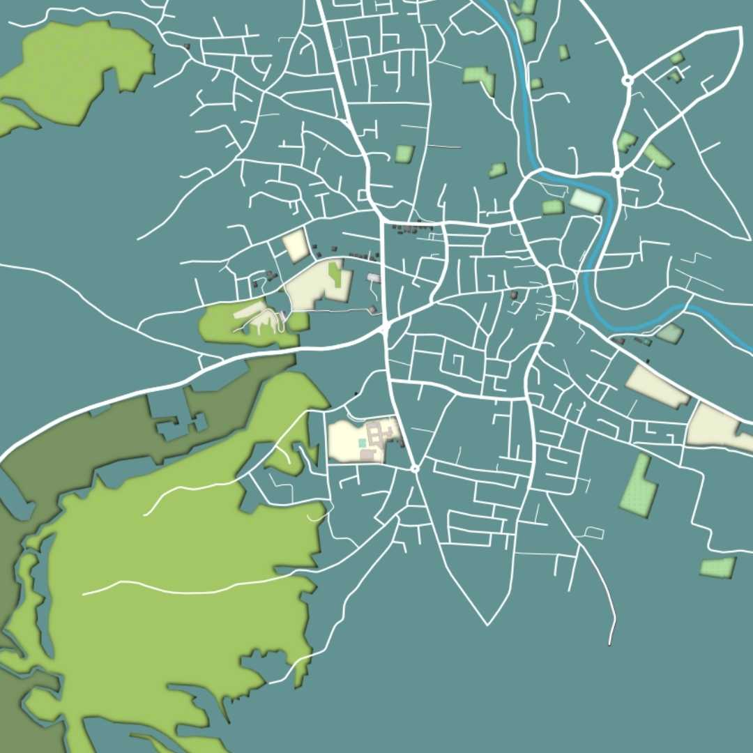 COLOURED ROAD MAP OF DALI, CYPRUS BY MAPBAKES