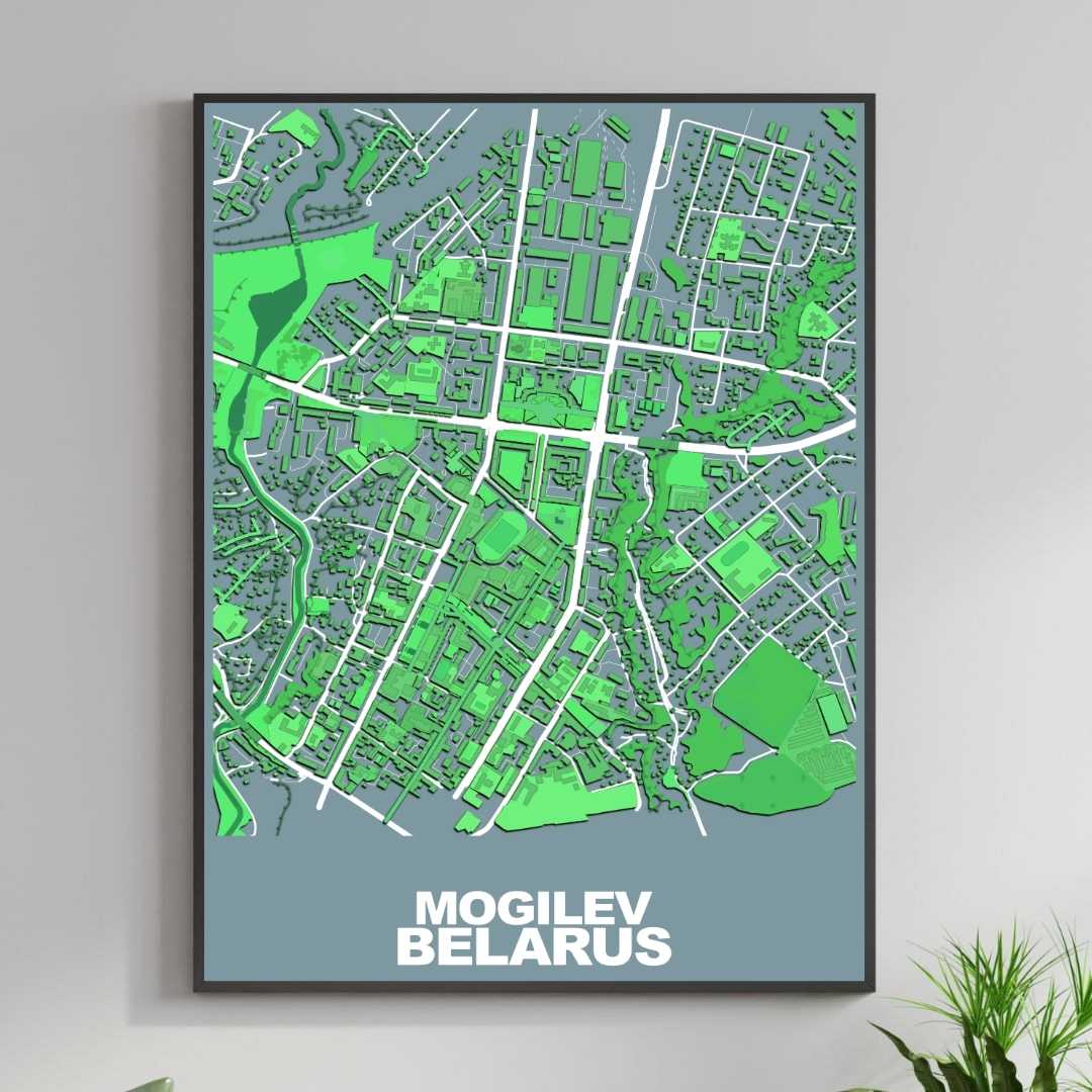 COLOURED ROAD MAP OF MOGILEV, BELARUS BY MAPBAKES