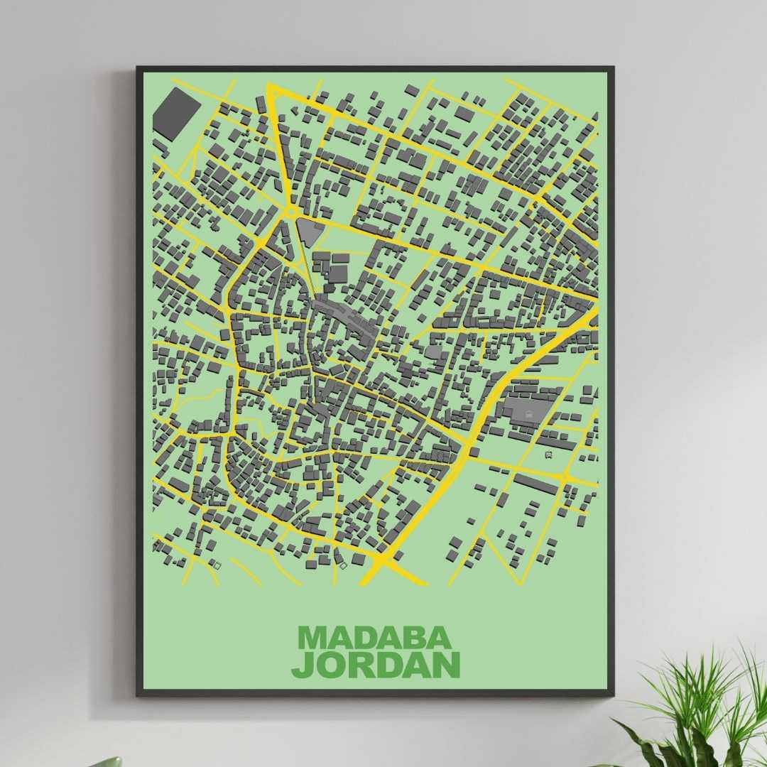 COLOURED ROAD MAP OF MADABA, JORDAN BY MAPBAKES