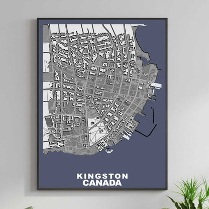 COLOURED ROAD MAP OF KINGSTON, CANADA BY MAPBAKES