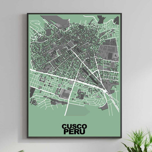 COLOURED ROAD MAP OF CUSCO, PERU BY MAPBAKES