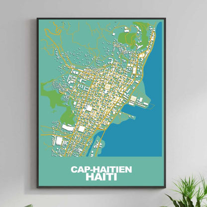 COLOURED ROAD MAP OF CAP-HAITIEN, HAITI BY MAPBAKES