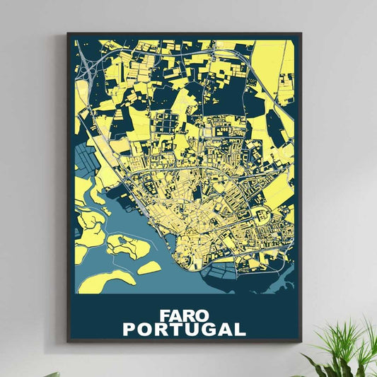 COLOURED ROAD MAP OF FARO, PORTUGAL BY MAPBAKES