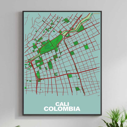 COLOURED ROAD MAP OF CALI, COLOMBIA BY MAPBAKES