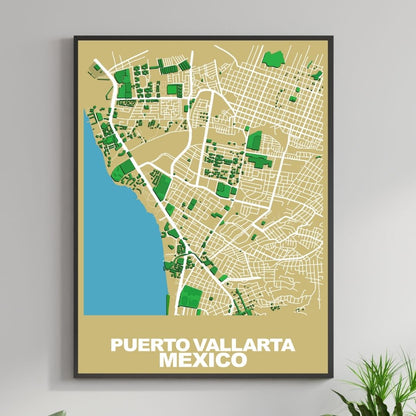 COLOURED ROAD MAP OF PUERTO VALLARTA, MEXICO BY MAPBAKES