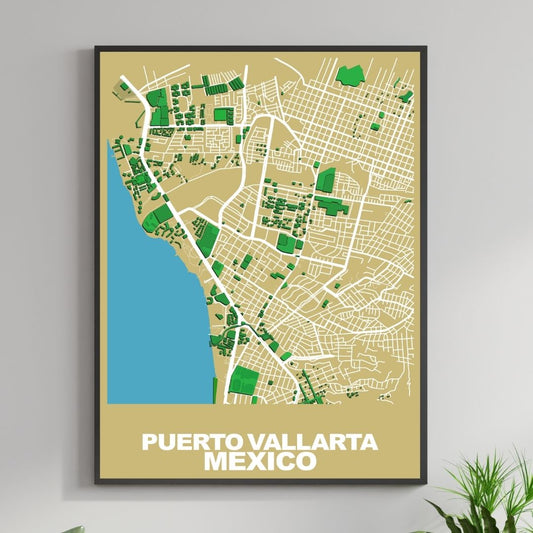 COLOURED ROAD MAP OF PUERTO VALLARTA, MEXICO BY MAPBAKES