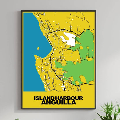 COLOURED ROAD MAP OF ISLAND HARBOUR, ANGUILLA BY MAPBAKES