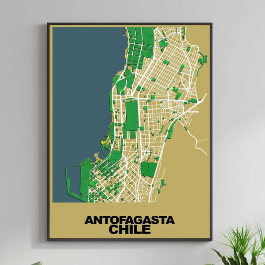 COLOURED ROAD MAP OF ANTOFAGASTA, CHILE BY MAPBAKES