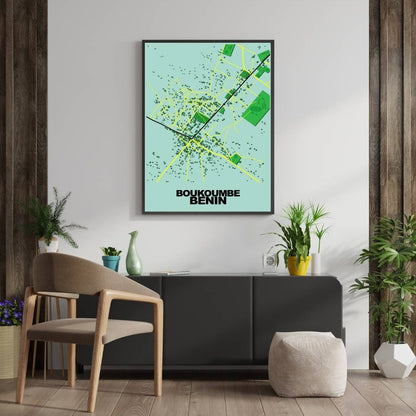 COLOURED ROAD MAP OF BOUKOUMBE, BENIN BY MAPBAKES