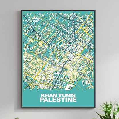 COLOURED ROAD MAP OF KHAN YUNIS, PALESTINE BY MAPBAKES