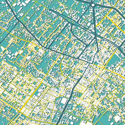 COLOURED ROAD MAP OF KHAN YUNIS, PALESTINE BY MAPBAKES