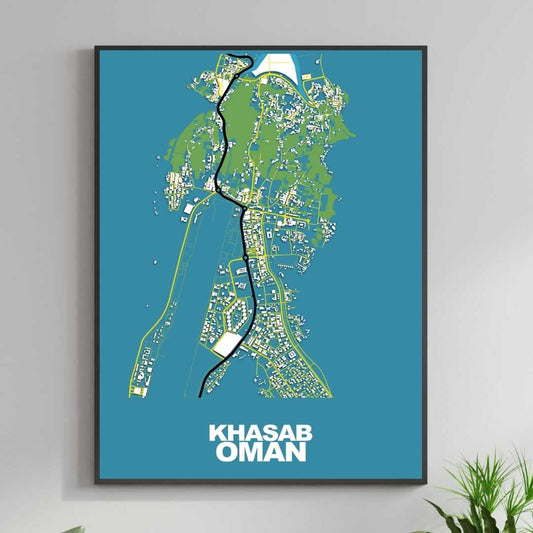 COLOURED ROAD MAP OF KHASAB, OMAN BY MAPBAKES