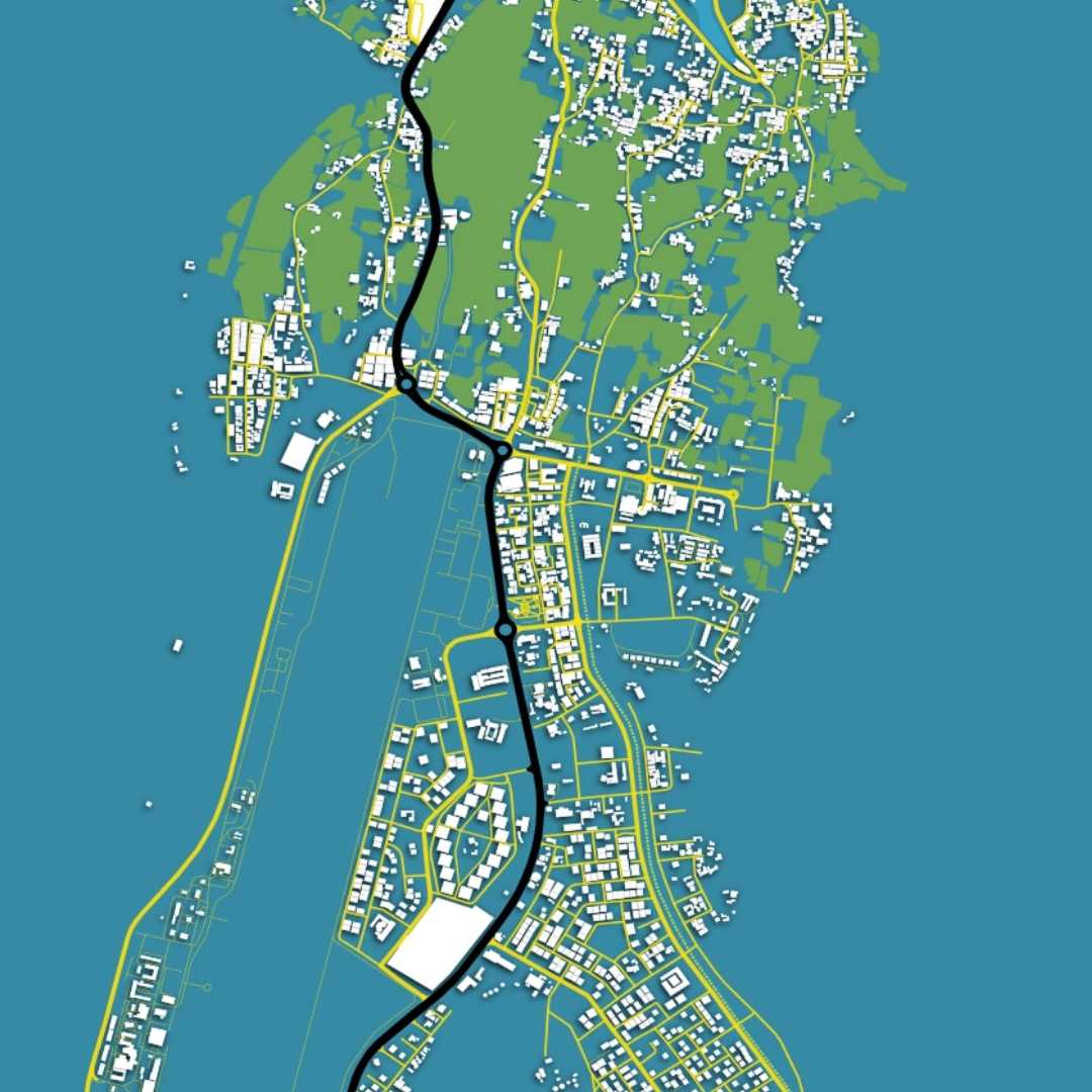 COLOURED ROAD MAP OF KHASAB, OMAN BY MAPBAKES