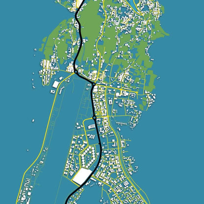 COLOURED ROAD MAP OF KHASAB, OMAN BY MAPBAKES