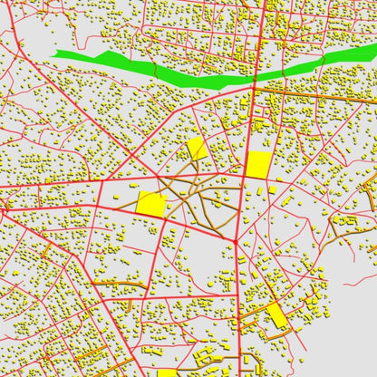 COLOURED ROAD MAP OF BOSSANGOA, CENTRAL AFRICAN REPUBLIC BY MAPBAKES