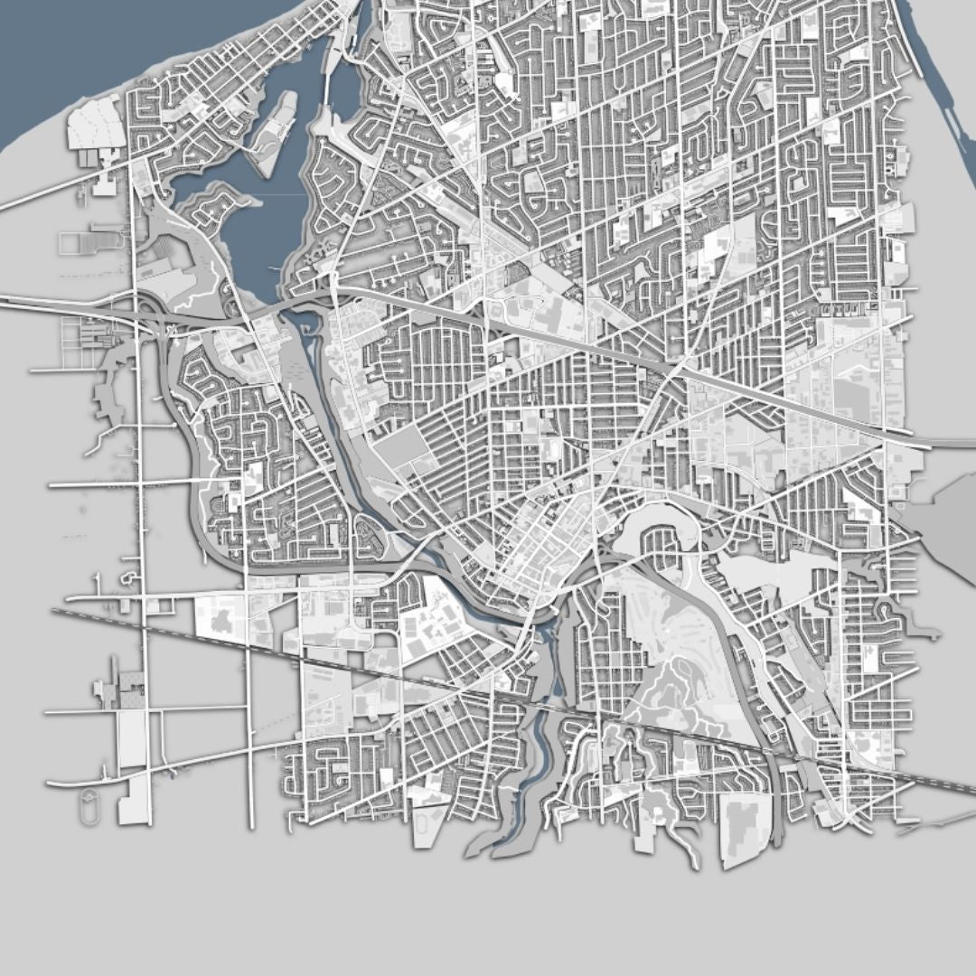 COLOURED ROAD MAP OF ST. CATHARINES, CANADA BY MAPBAKES