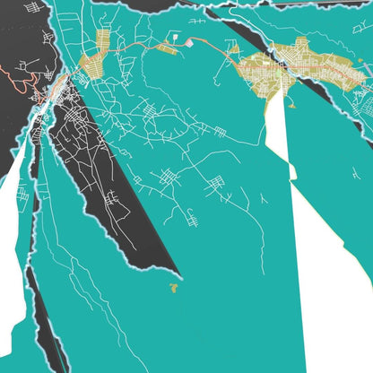 COLOURED ROAD MAP OF AMBO, ETHIOPIA BY MAPBAKES