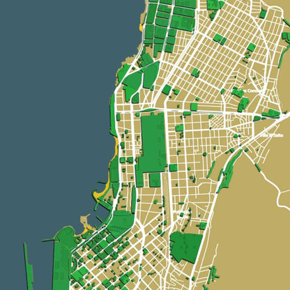 COLOURED ROAD MAP OF ANTOFAGASTA, CHILE BY MAPBAKES