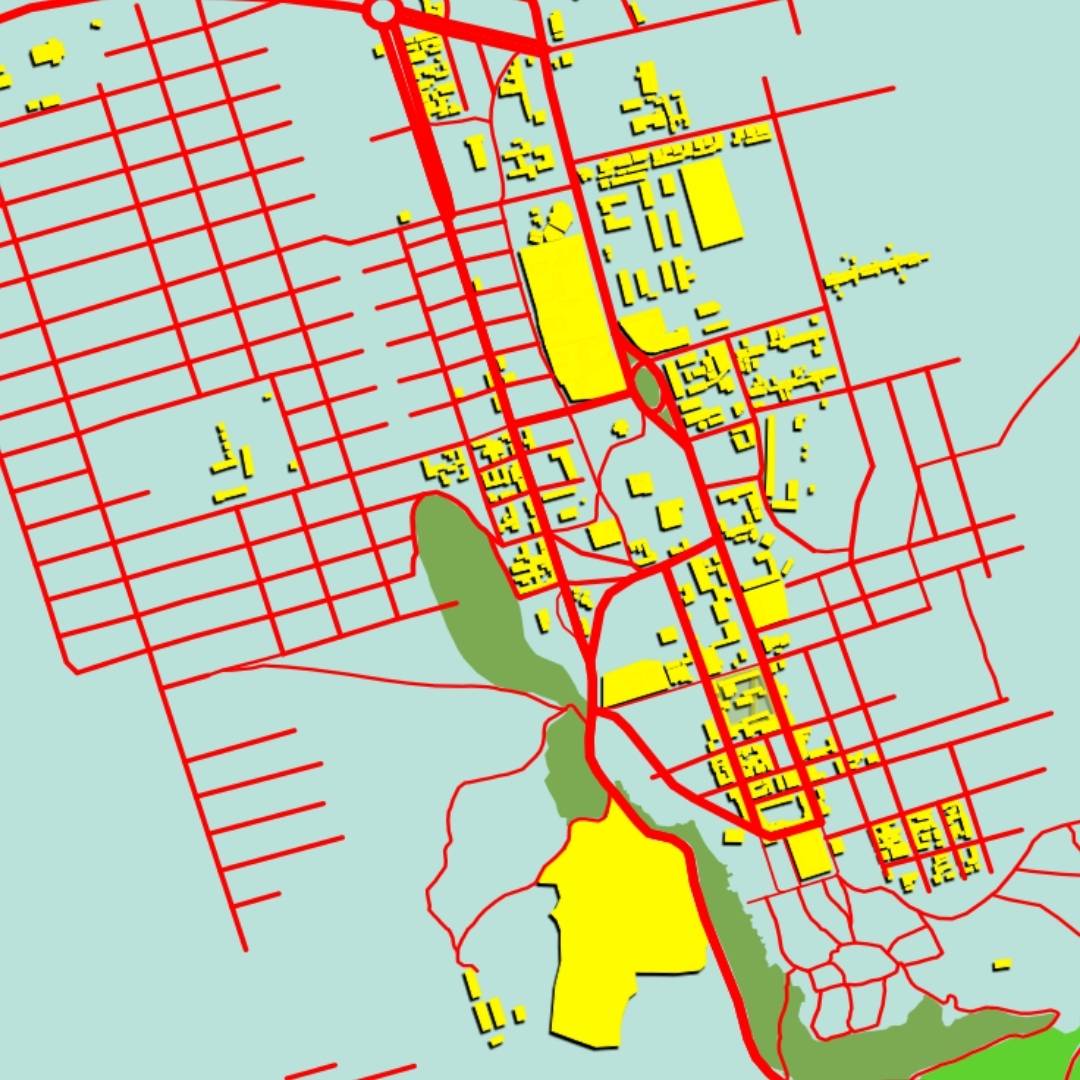 COLOURED ROAD MAP OF ADI KEYH, ERITREA BY MAPBAKES