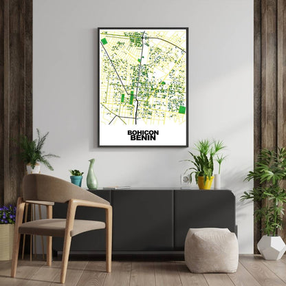 COLOURED ROAD MAP OF BOHICON, BENIN BY MAPBAKES