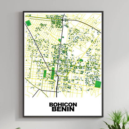 COLOURED ROAD MAP OF BOHICON, BENIN BY MAPBAKES
